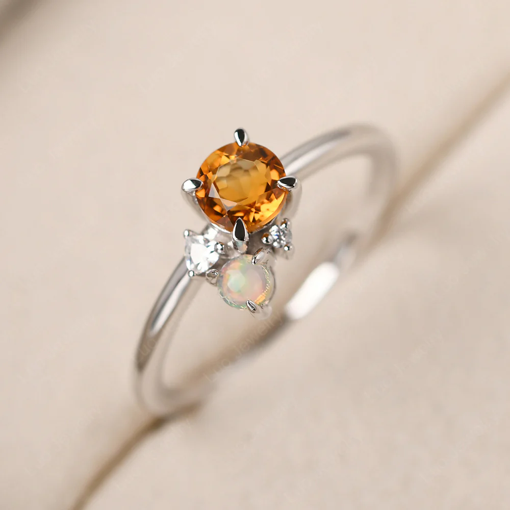Round Citrine Engagement Ring - Image 2