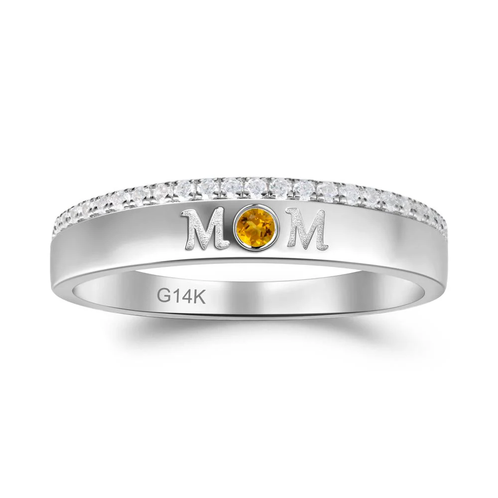 Round Citrine Eternity Mom Ring