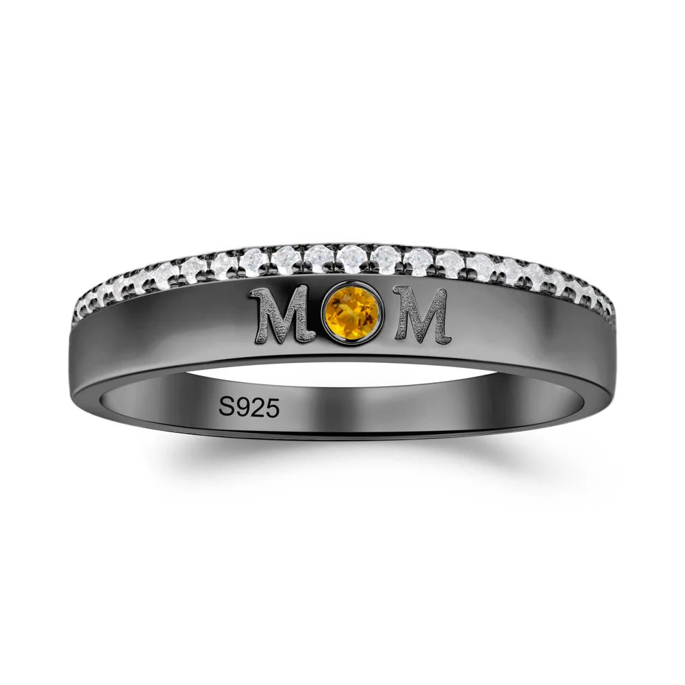 Round Citrine Eternity Mom Ring - Image 3