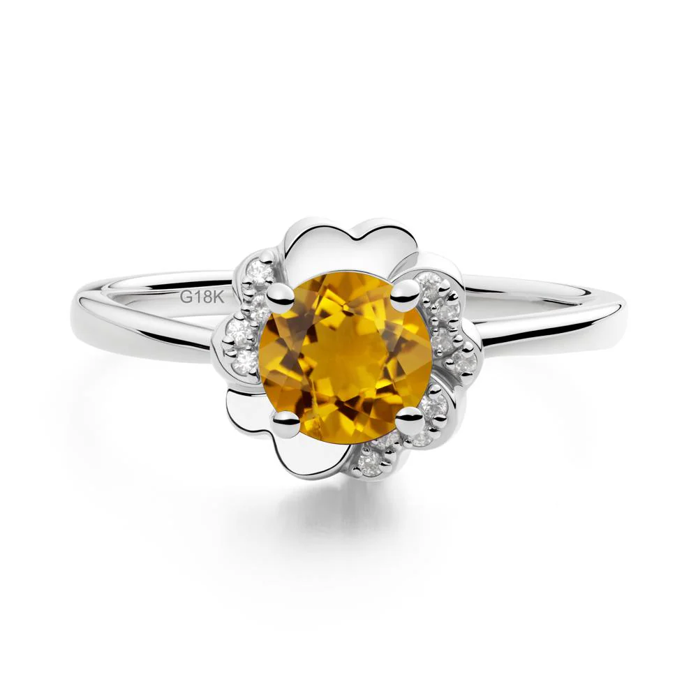 Round Citrine Floral Engagement Ring - Image 4