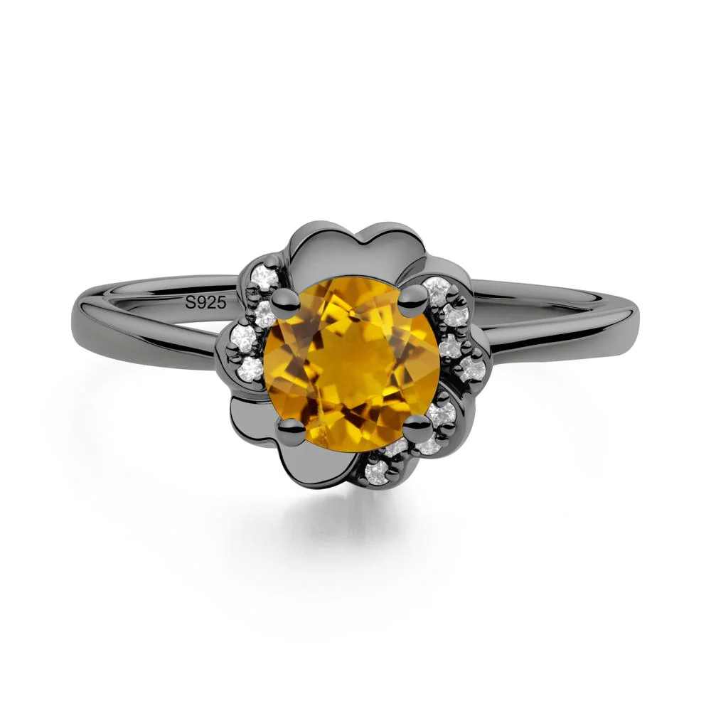 Round Citrine Floral Engagement Ring - Image 5