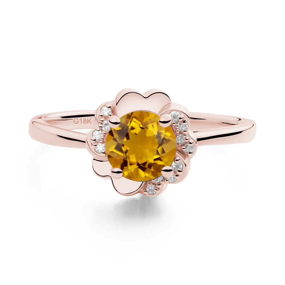 Round Citrine Floral Engagement Ring - Image 7