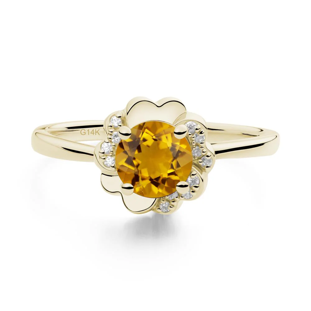 Round Citrine Floral Engagement Ring - Image 9