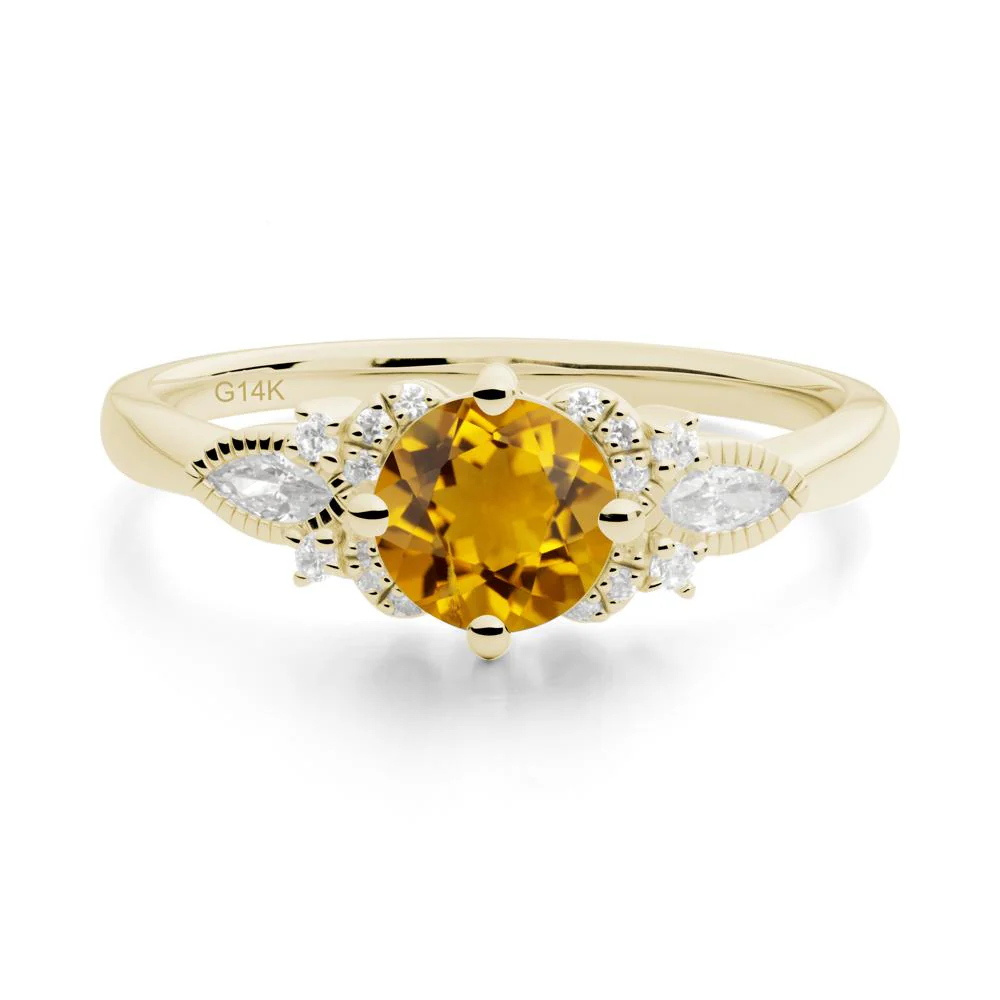Round Citrine Floral Statement Ring - Image 3