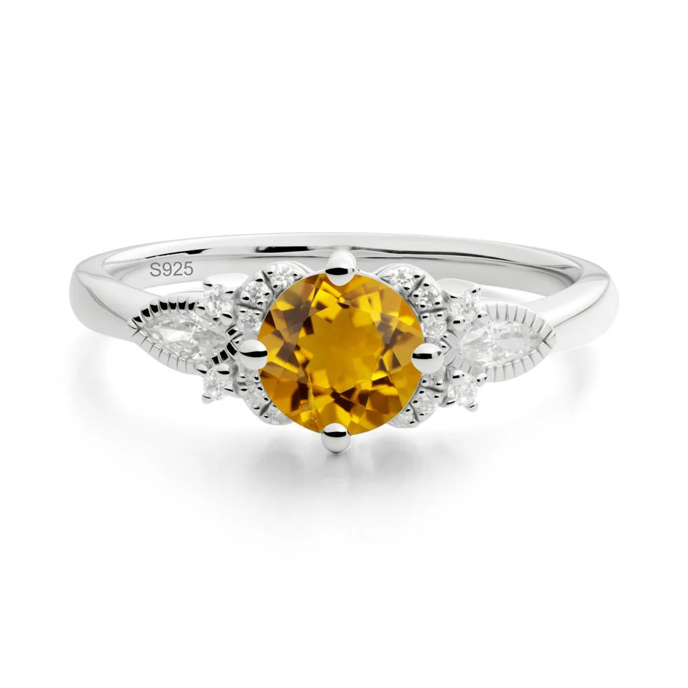 Round Citrine Floral Statement Ring - Image 4
