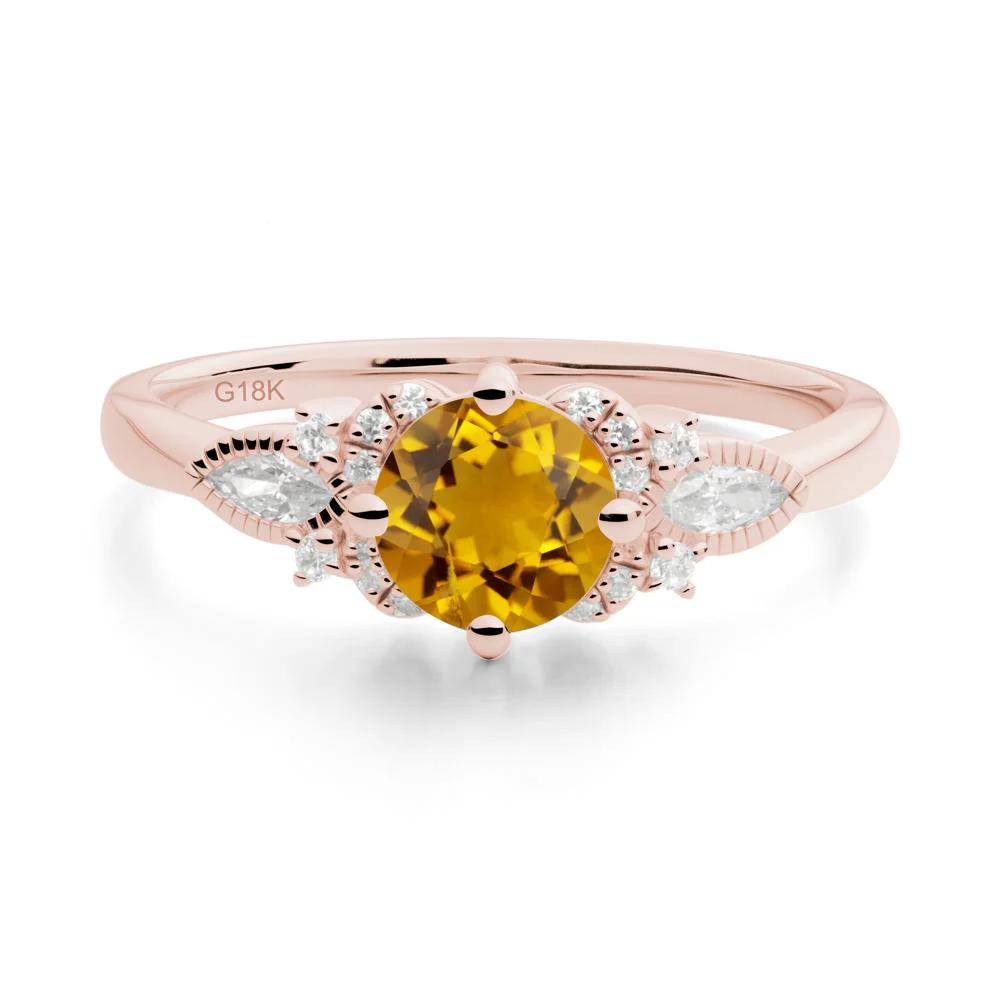Round Citrine Floral Statement Ring - Image 7