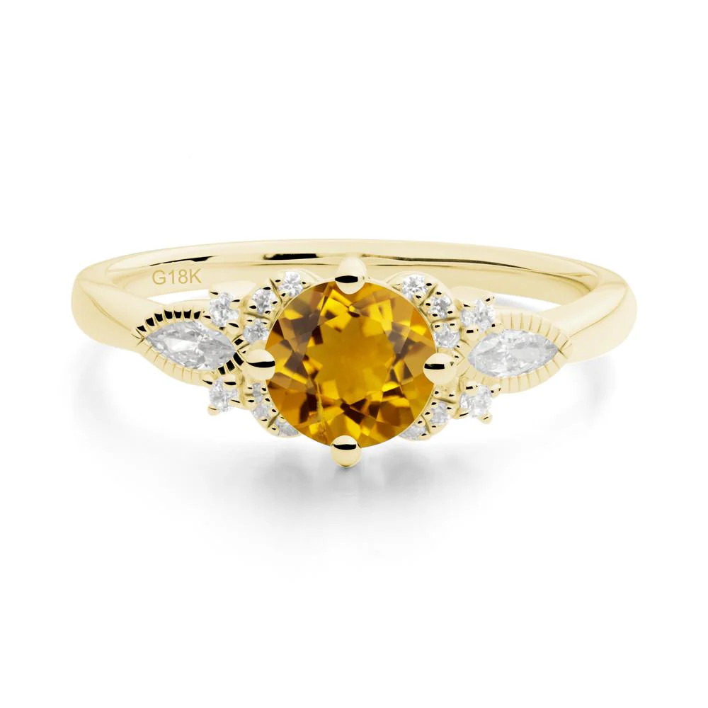 Round Citrine Floral Statement Ring - Image 8