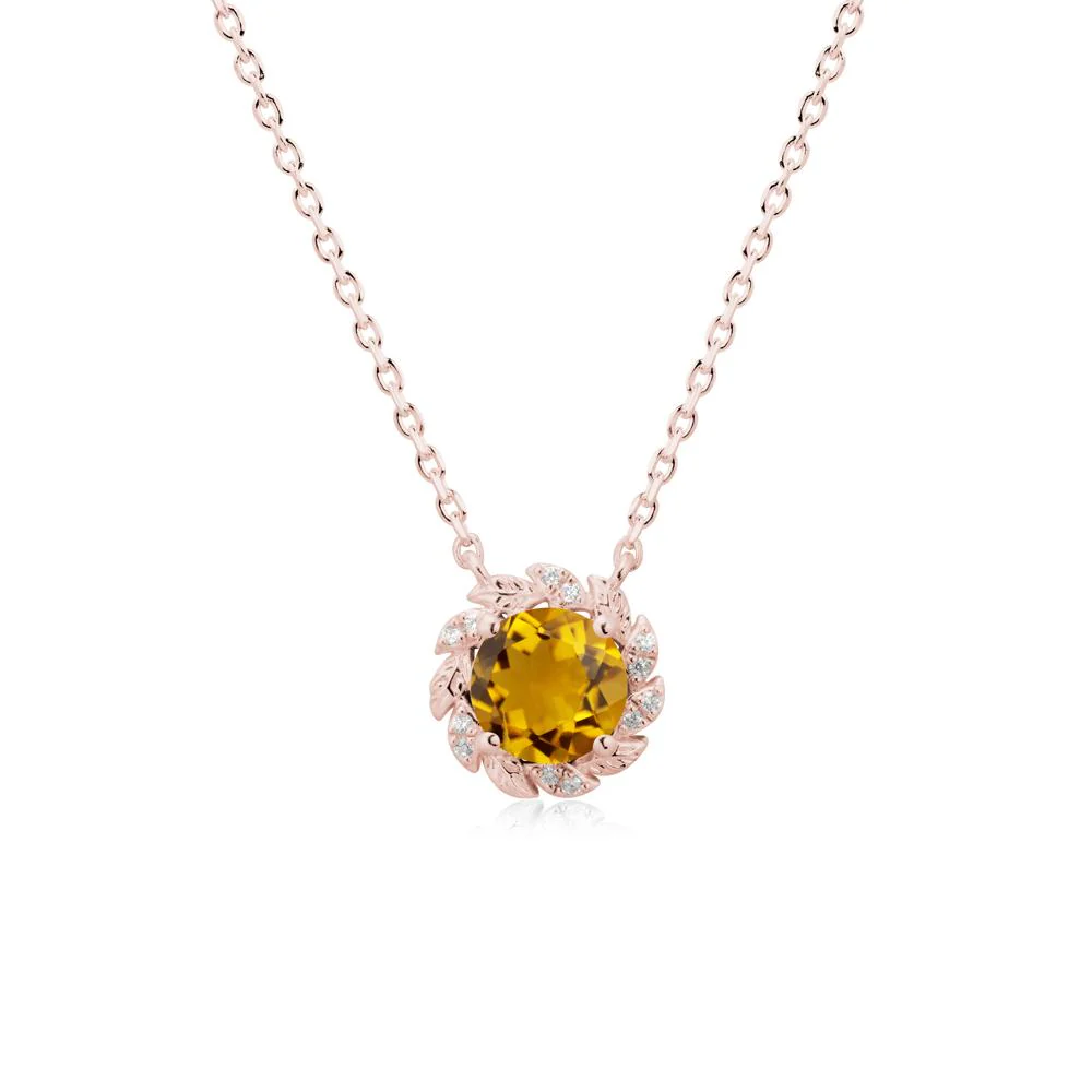 Round Citrine Flower Necklace - Image 4