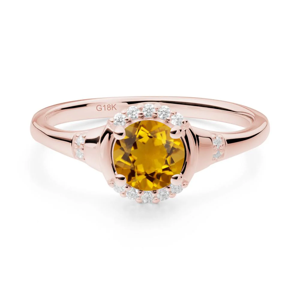 Round Citrine Halo Ring - Image 5