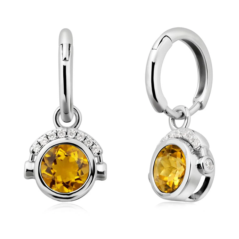 Round Citrine Headphones Earrings - Image 3