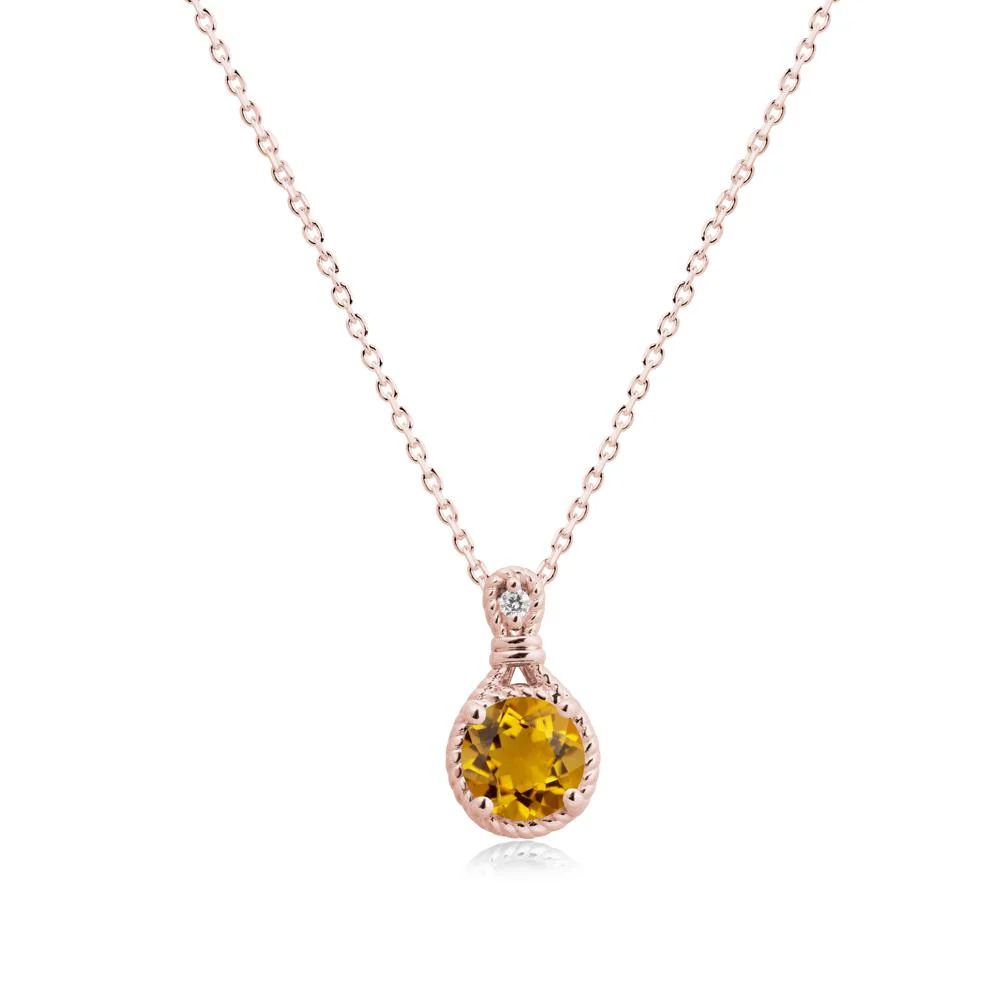 Round Citrine Knot Rope Necklace - Image 5
