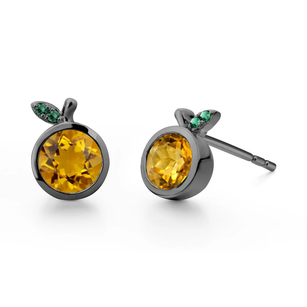 Round Citrine Orange Earrings - Image 3