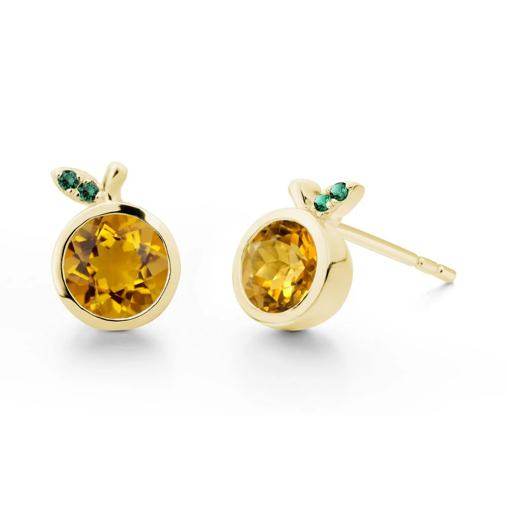 Round Citrine Orange Earrings - Image 7