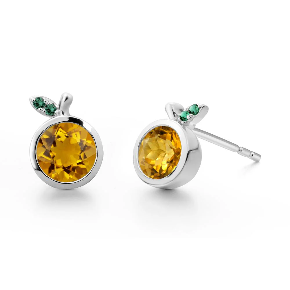 Round Citrine Orange Earrings - Image 8