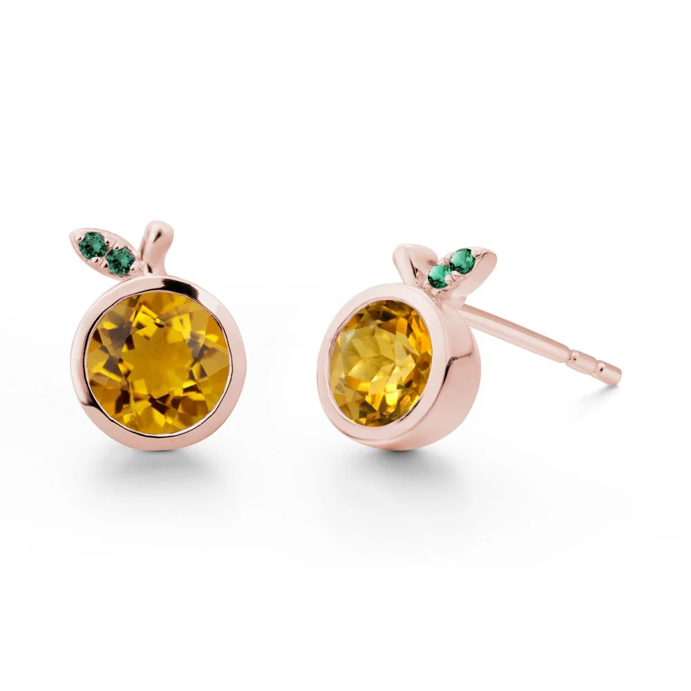 Round Citrine Orange Earrings - Image 9