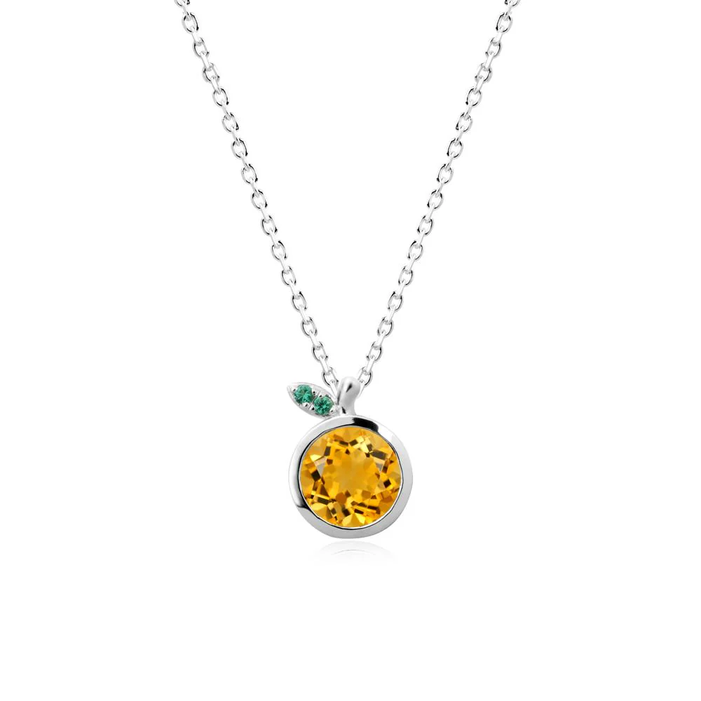 Round Citrine Orange Pendant Necklace - Image 3