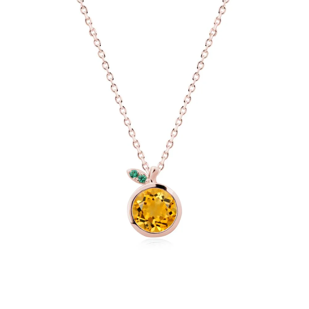 Round Citrine Orange Pendant Necklace - Image 4