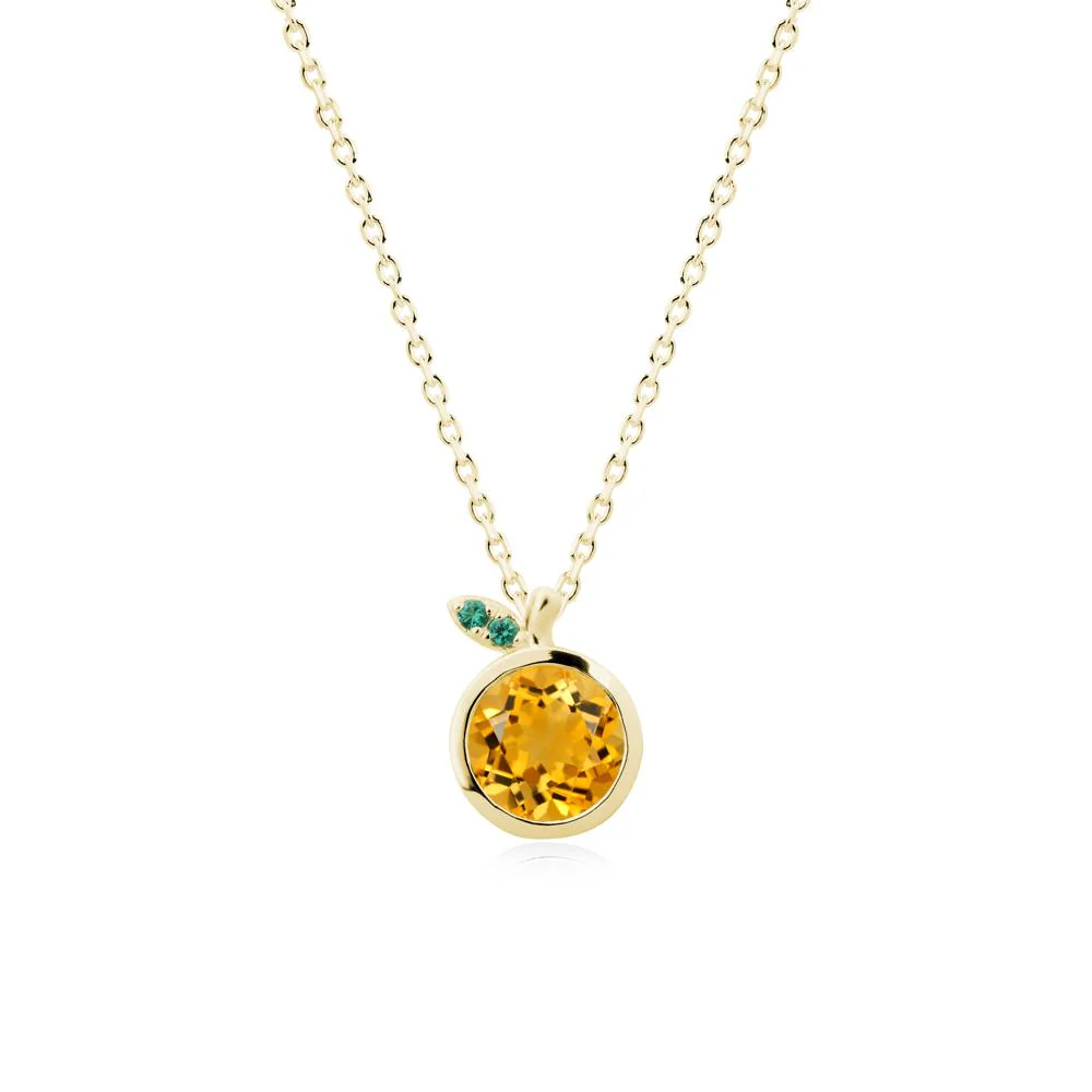 Round Citrine Orange Pendant Necklace - Image 6