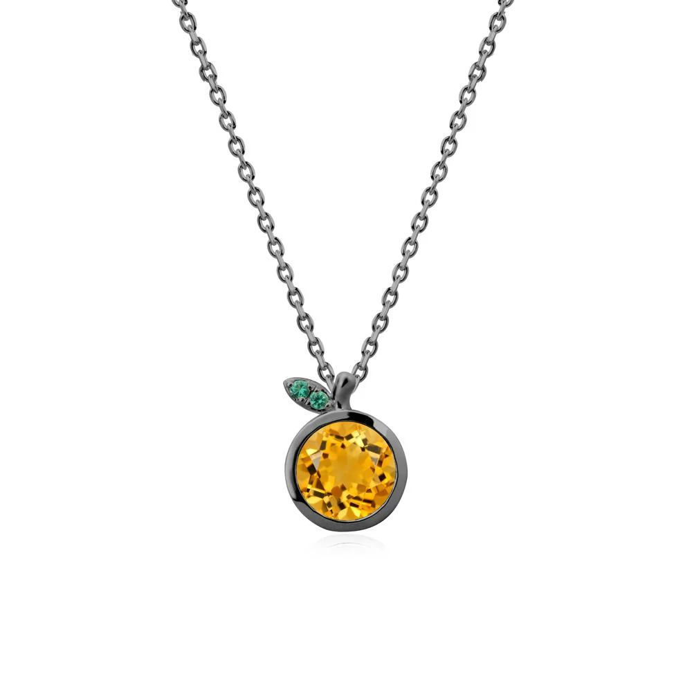 Round Citrine Orange Pendant Necklace - Image 7