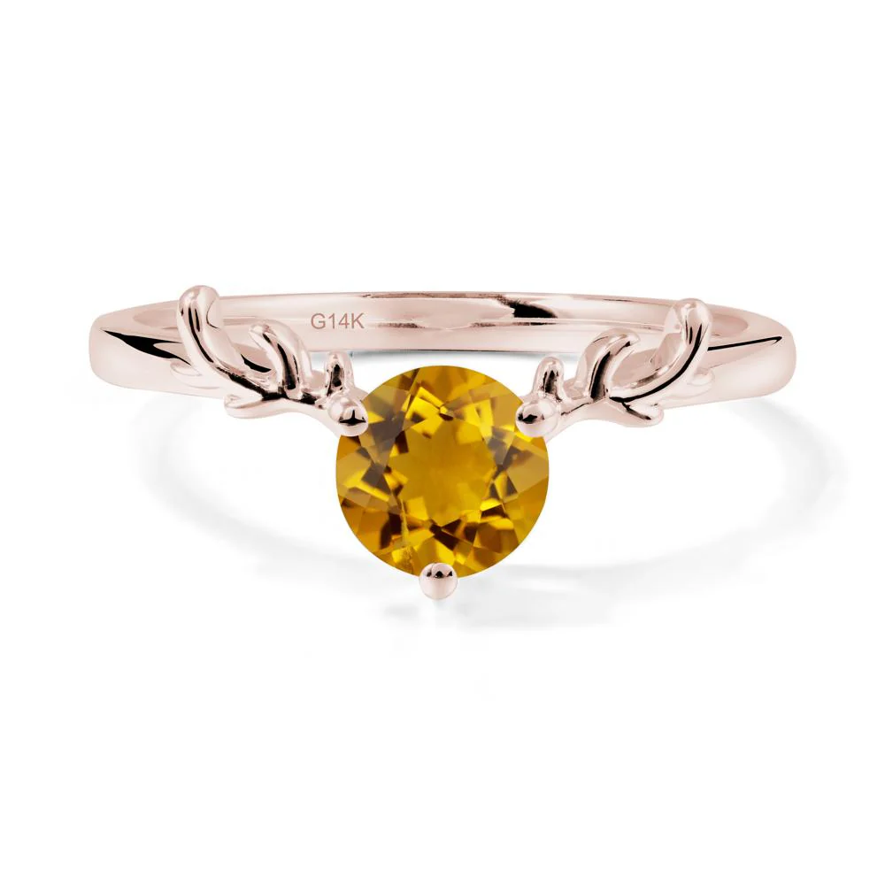Solitaire Round Citrine Ring - Image 2