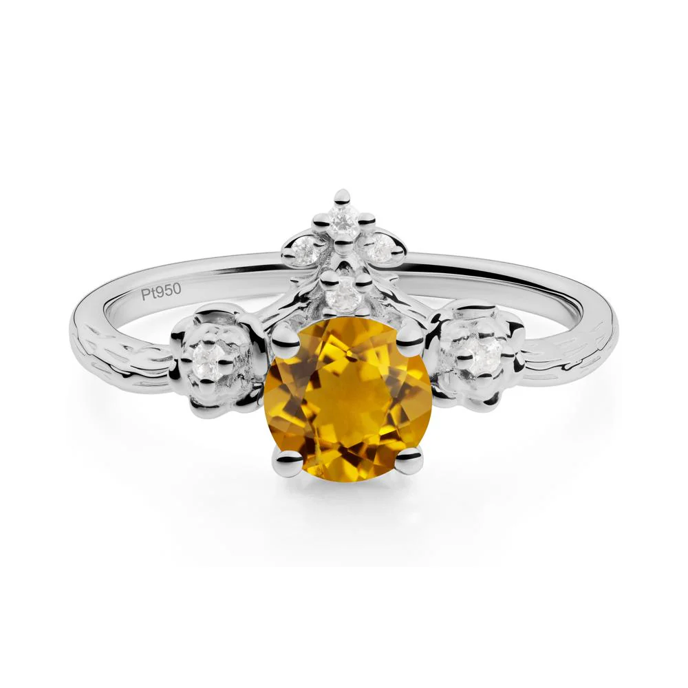 Round Citrine Rose Ring with Wood Grain - Image 3