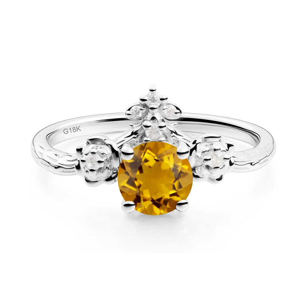 Round Citrine Rose Ring with Wood Grain - Image 4