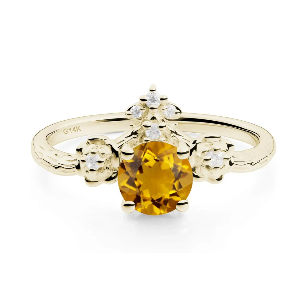 Round Citrine Rose Ring with Wood Grain - Image 7