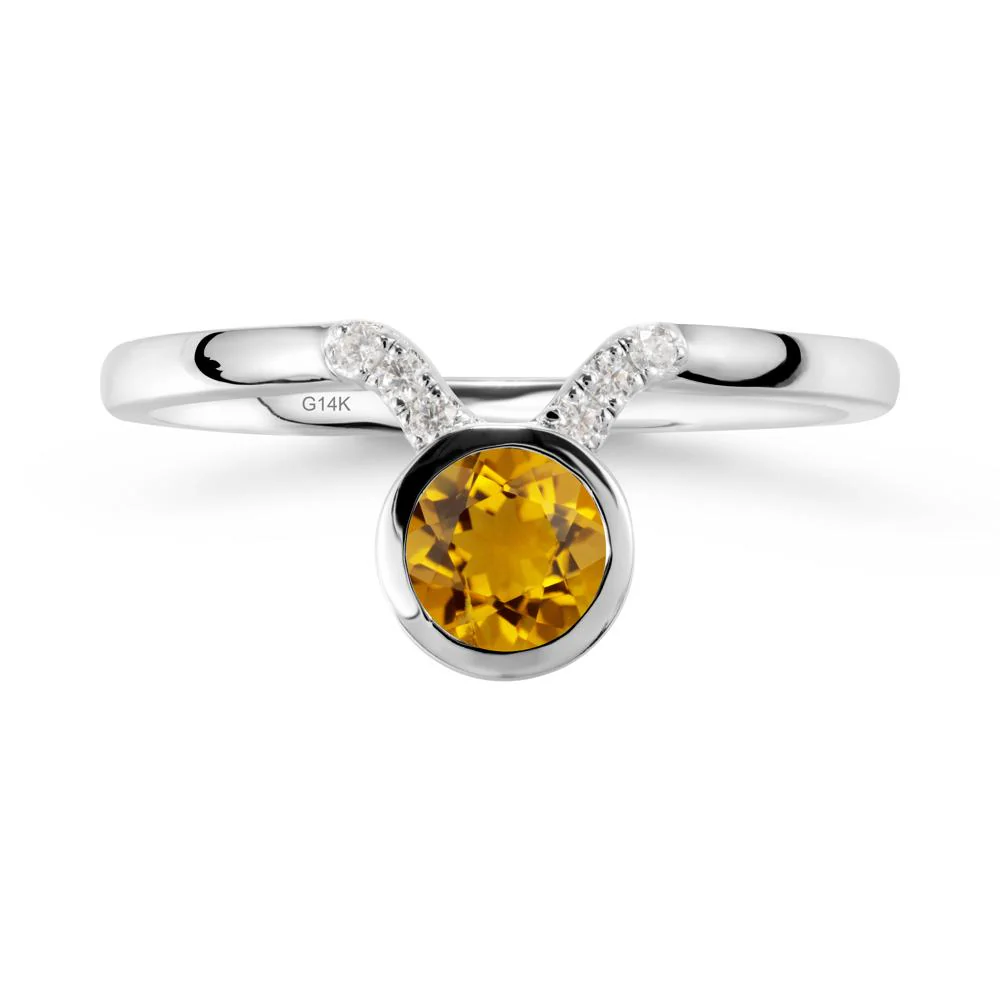 Round Citrine Taurus Zodiac Ring-Sensual & Loyal - Image 3