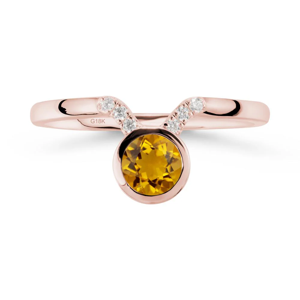 Round Citrine Taurus Zodiac Ring-Sensual & Loyal - Image 4