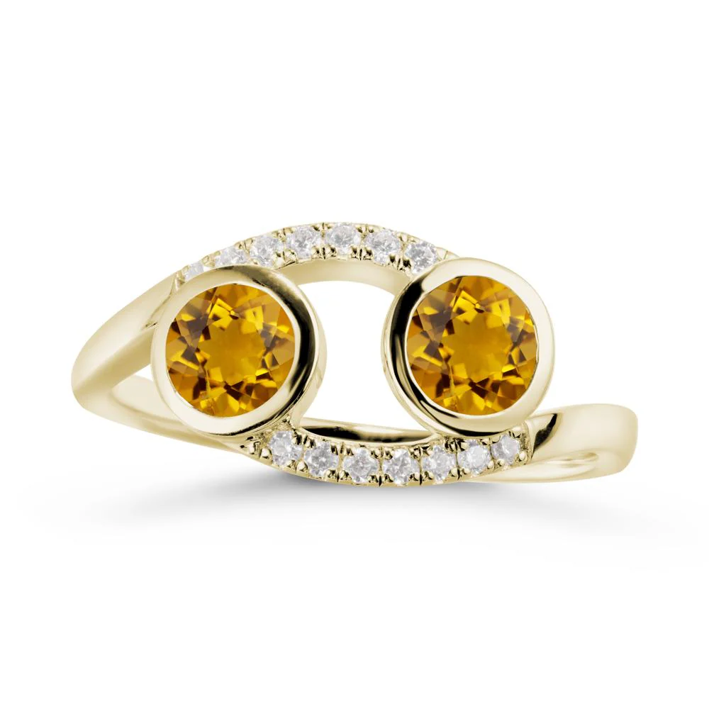 Round Citrine Two Stone Ring - Image 3