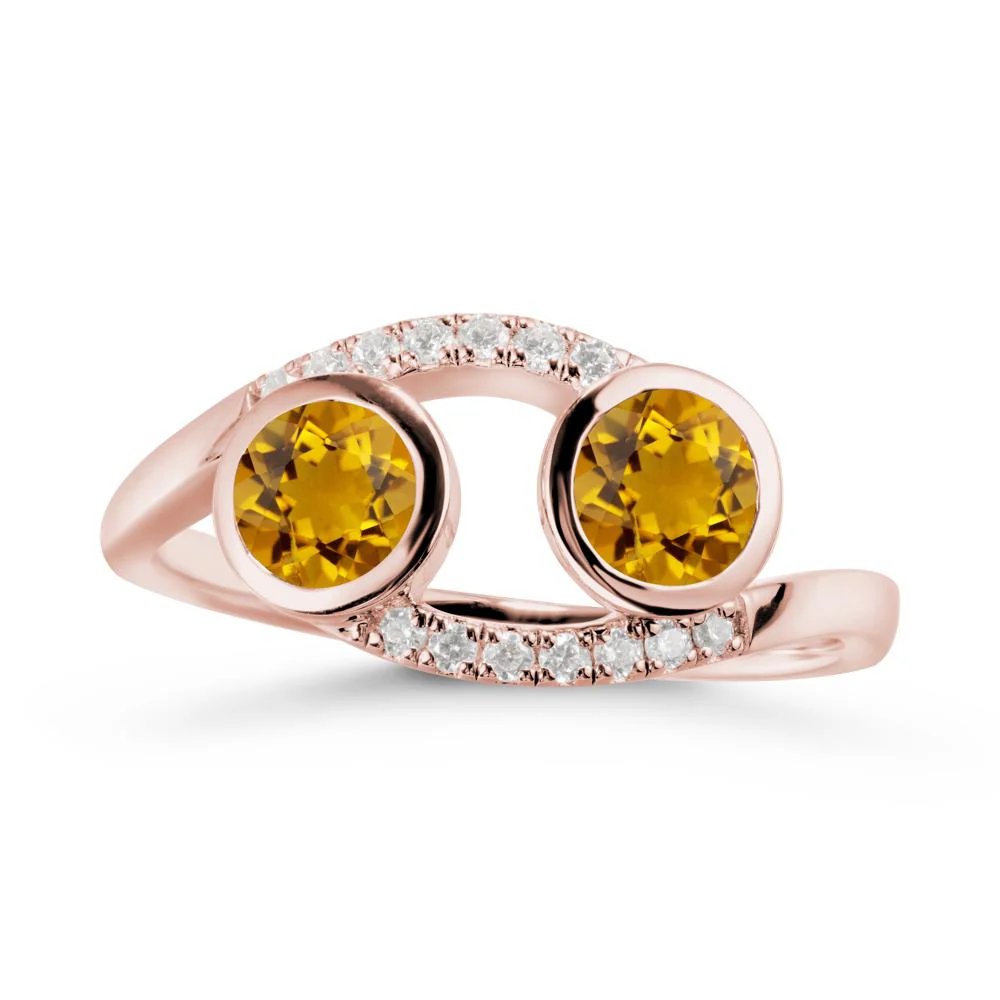 Round Citrine Two Stone Ring - Image 4
