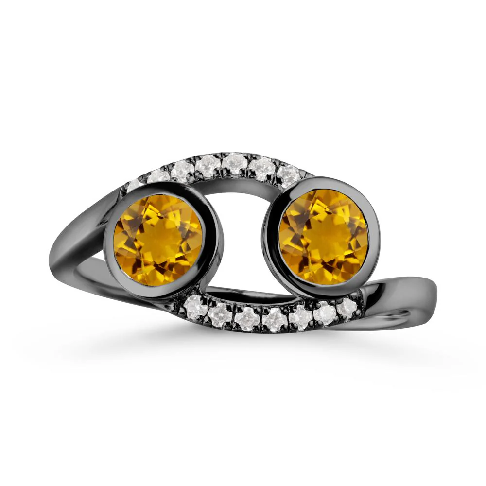 Round Citrine Two Stone Ring - Image 7