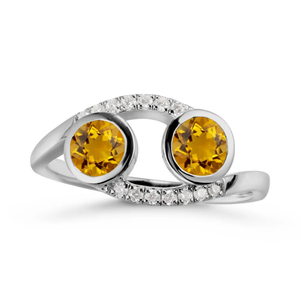 Round Citrine Two Stone Ring - Image 8