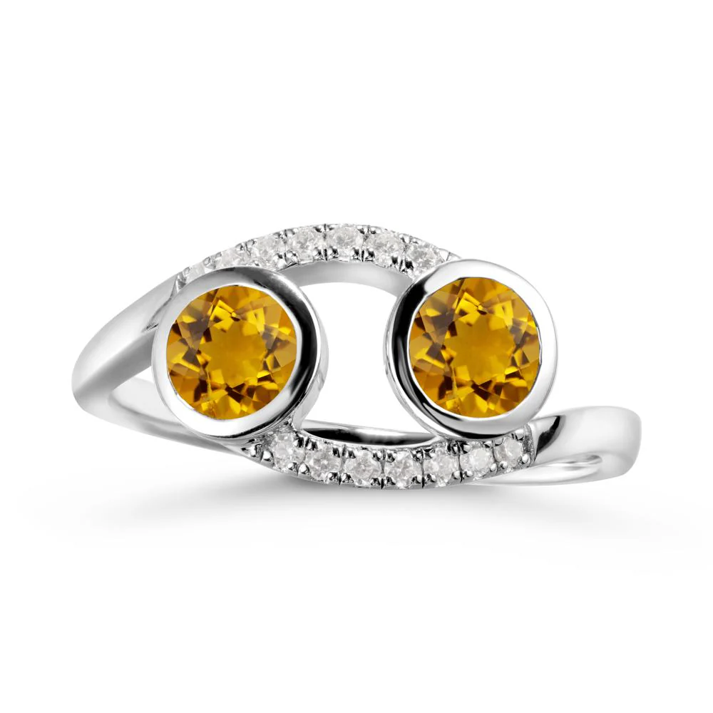 Round Citrine Two Stone Ring - Image 9