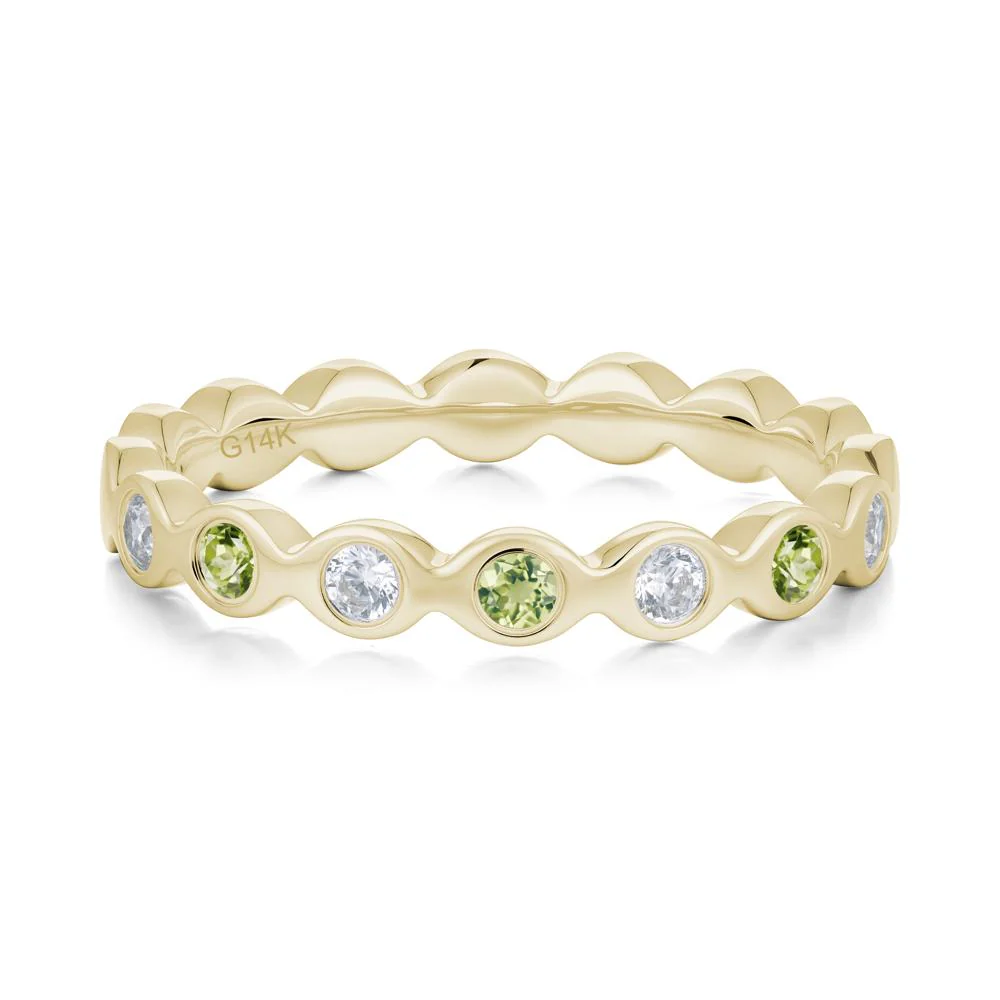 Round Cubic Zirconia and Peridot Eternity Band Ring - Image 5
