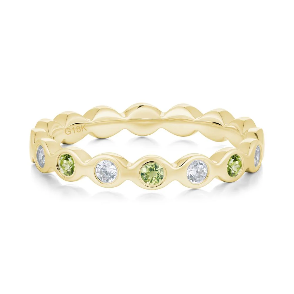 Round Cubic Zirconia and Peridot Eternity Band Ring - Image 7