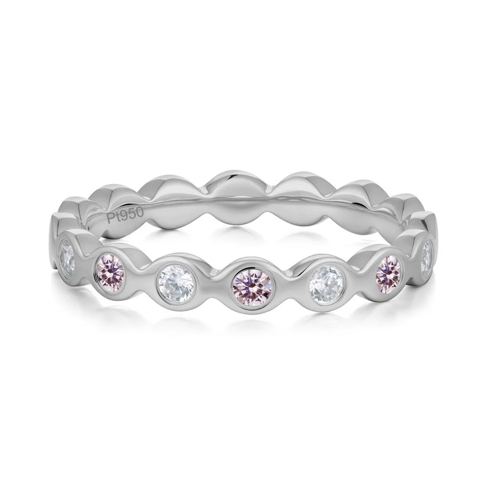 Round Cubic Zirconia and Pink Cubic Zirconia Eternity Band Ring