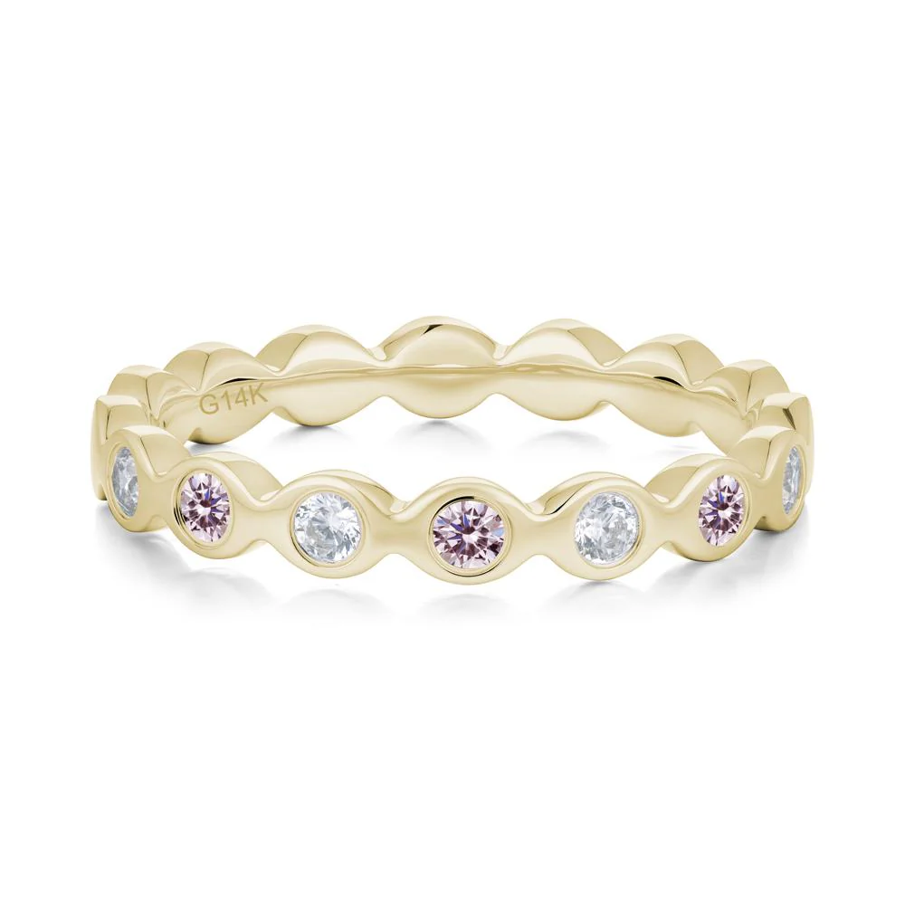 Round Cubic Zirconia and Pink Cubic Zirconia Eternity Band Ring - Image 2