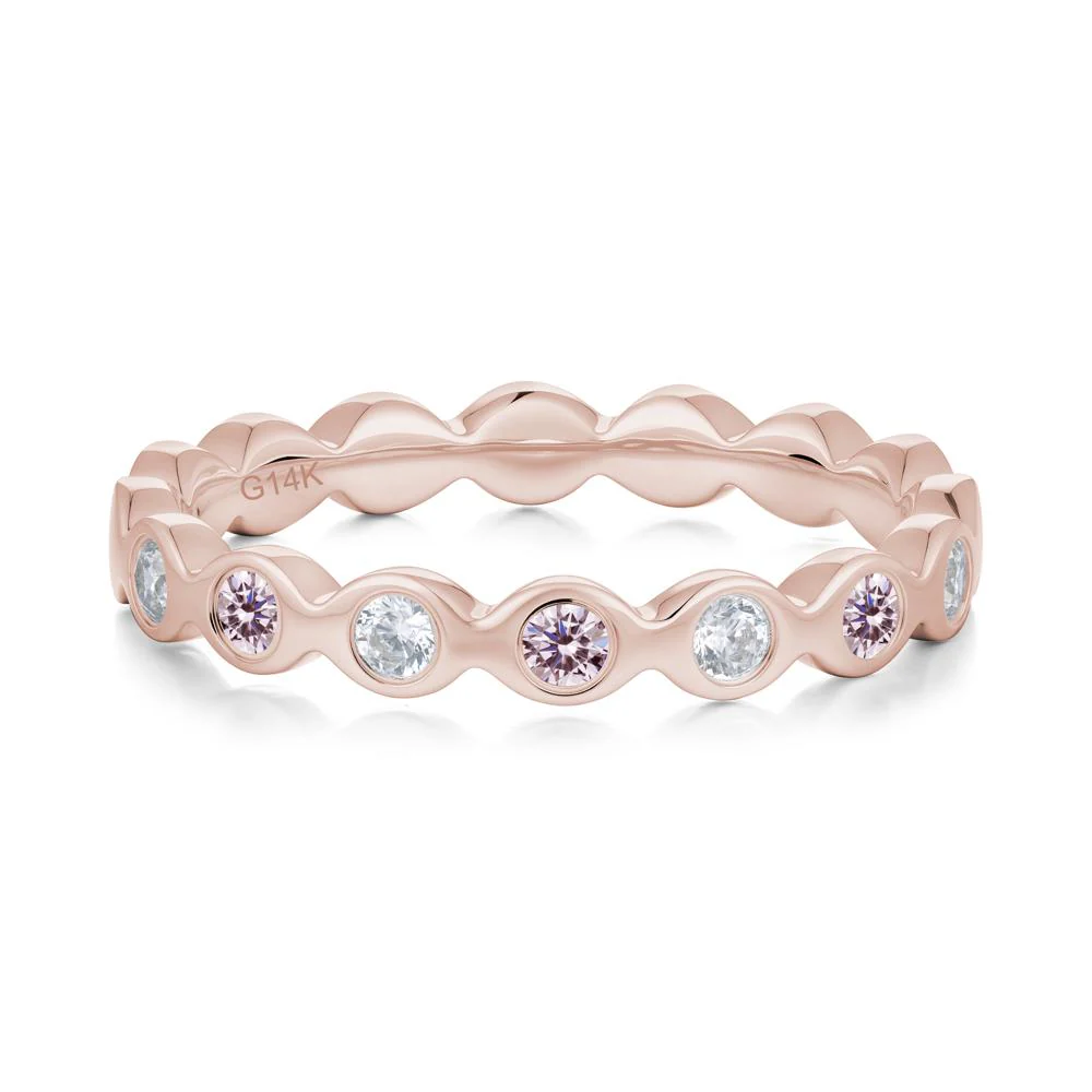 Round Cubic Zirconia and Pink Cubic Zirconia Eternity Band Ring - Image 6