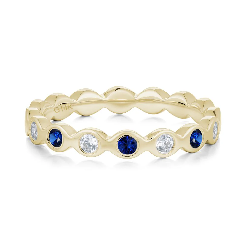 Round Cubic Zirconia and Sapphire Eternity Band Ring - Image 4