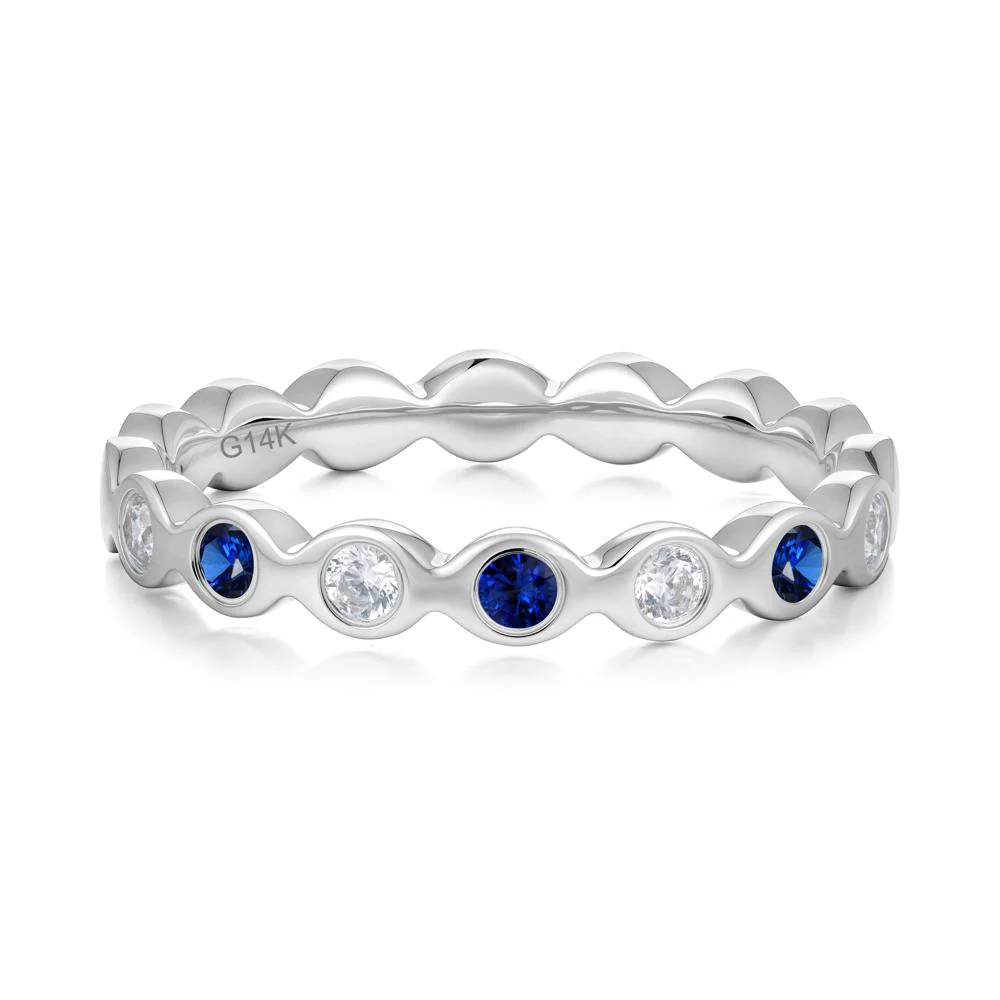 Round Cubic Zirconia and Sapphire Eternity Band Ring - Image 9