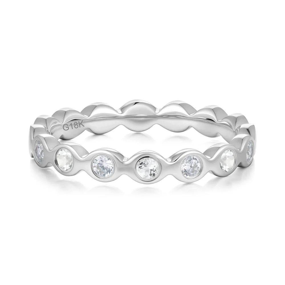 Round Cubic Zirconia and White Topaz Eternity Band Ring - Image 3