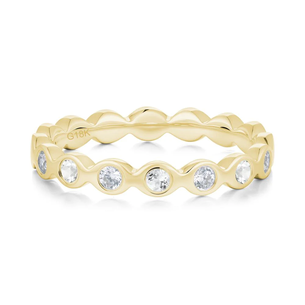 Round Cubic Zirconia and White Topaz Eternity Band Ring - Image 4