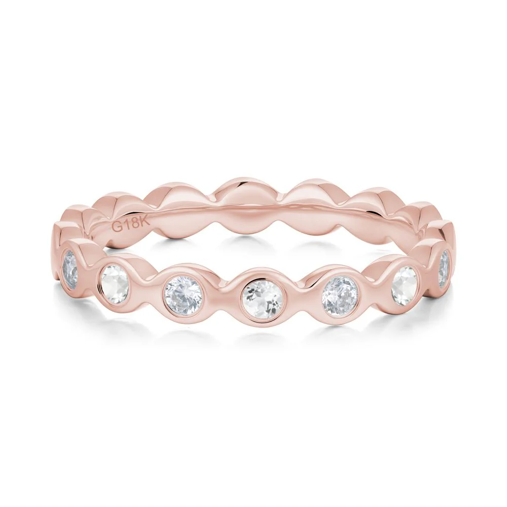 Round Cubic Zirconia and White Topaz Eternity Band Ring - Image 5