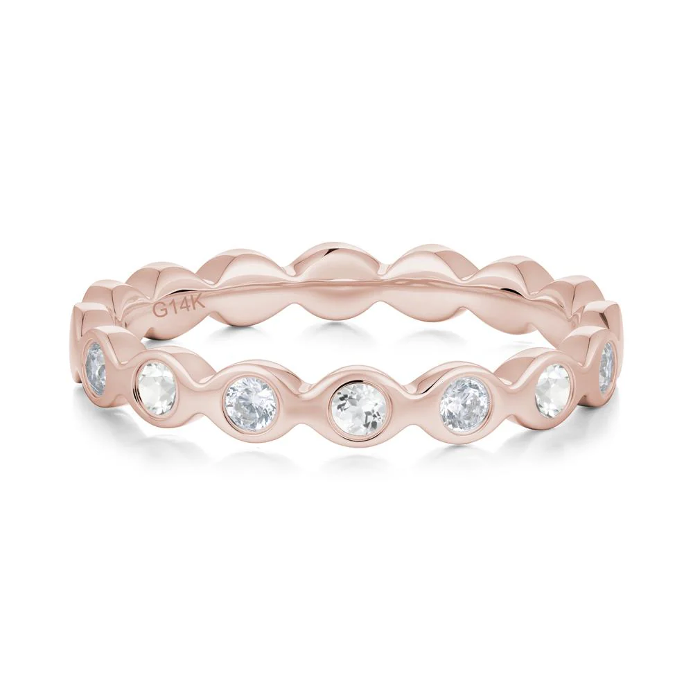 Round Cubic Zirconia and White Topaz Eternity Band Ring - Image 7