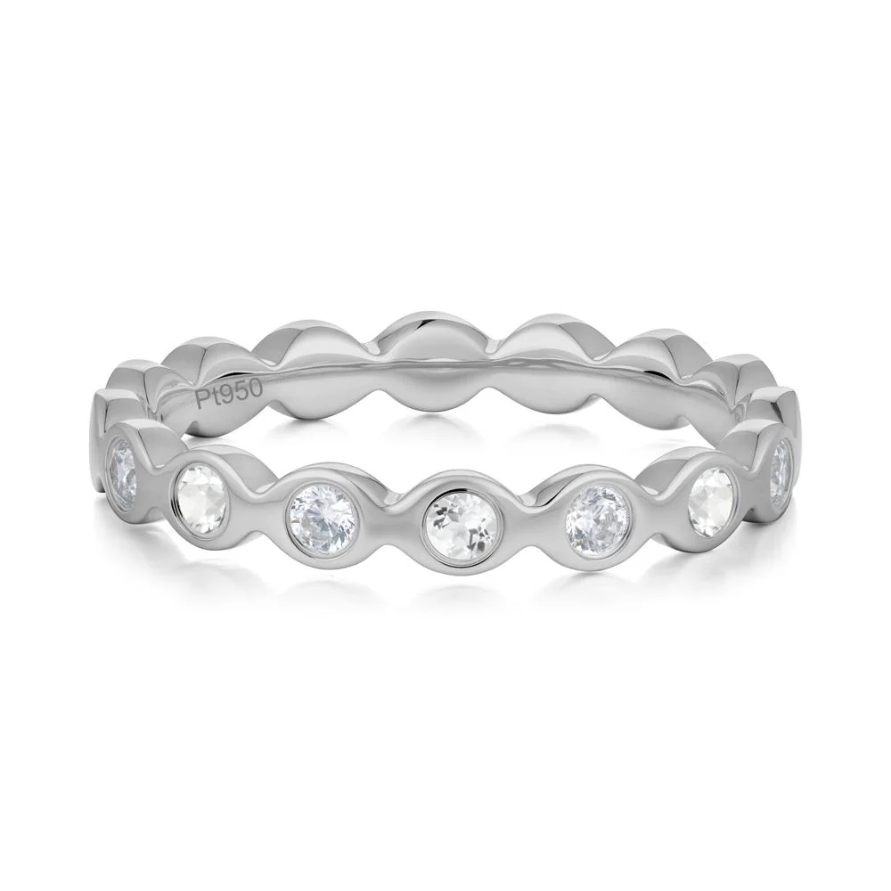 Round Cubic Zirconia and White Topaz Eternity Band Ring - Image 8