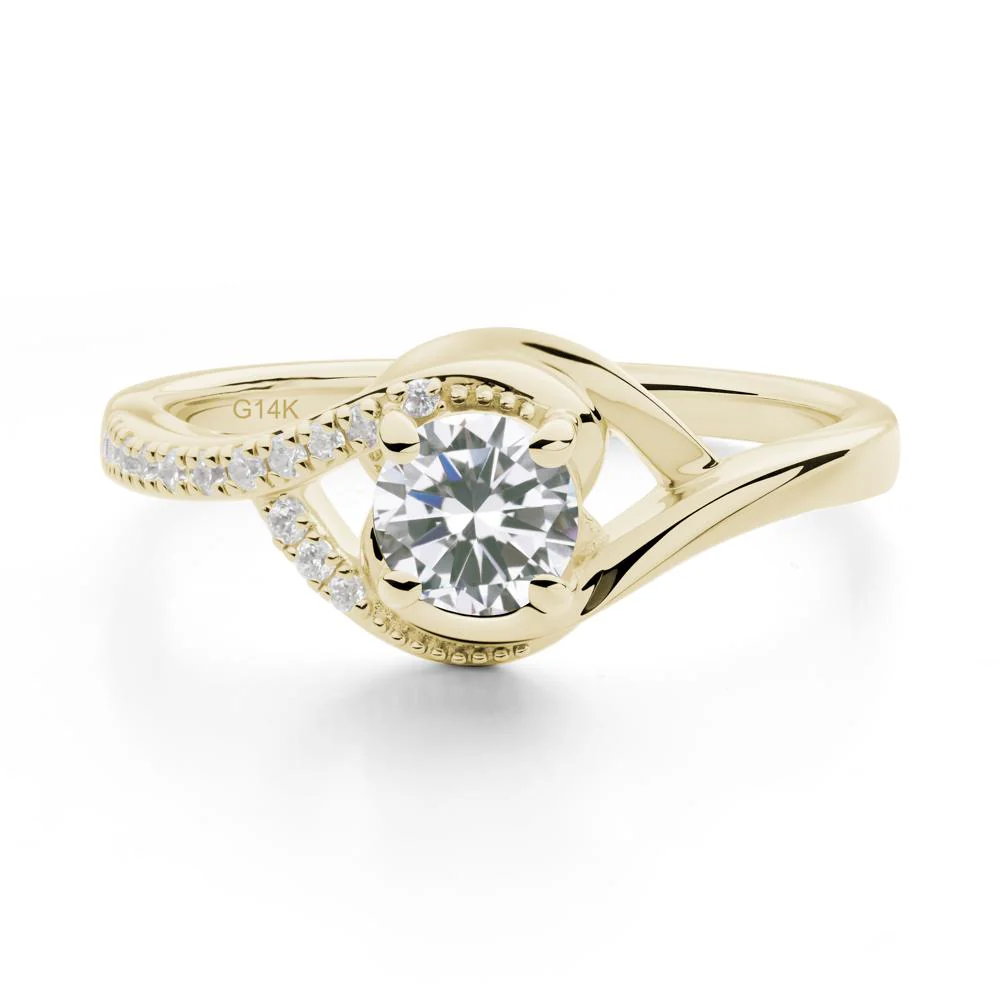 Round Cubic Zirconia Bypass Statement Ring