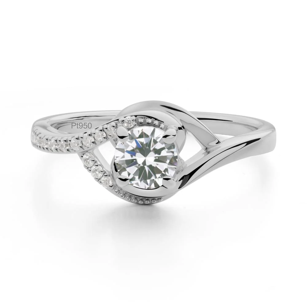 Round Cubic Zirconia Bypass Statement Ring - Image 5