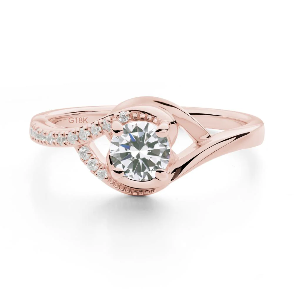 Round Cubic Zirconia Bypass Statement Ring - Image 6