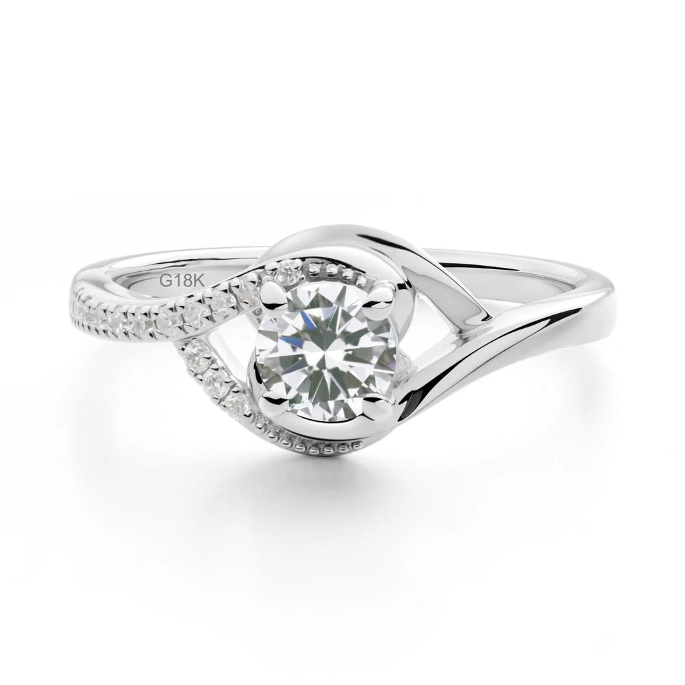 Round Cubic Zirconia Bypass Statement Ring - Image 7